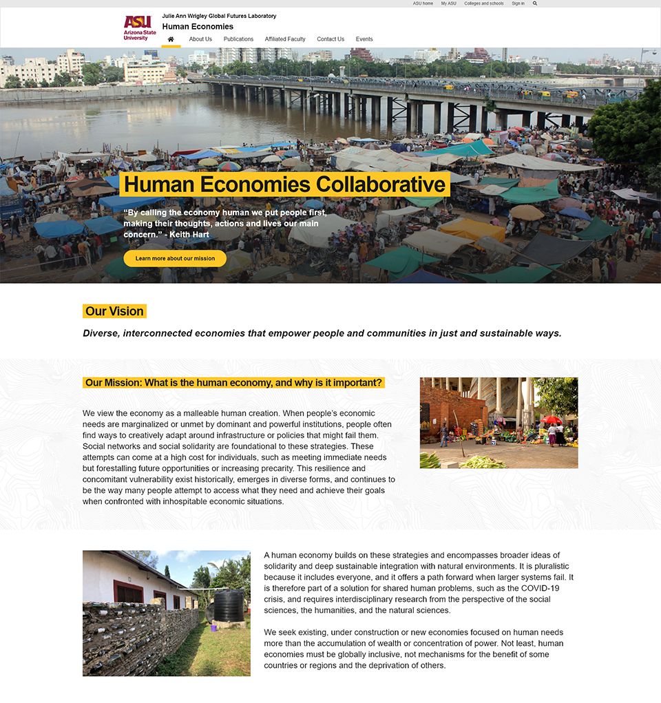 the home page of the human economies website